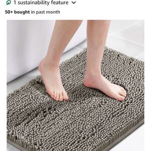 H.VERSAILTEX Gray Chenille Anti-Slip Bath Mat 17"x24" Solid Pattern